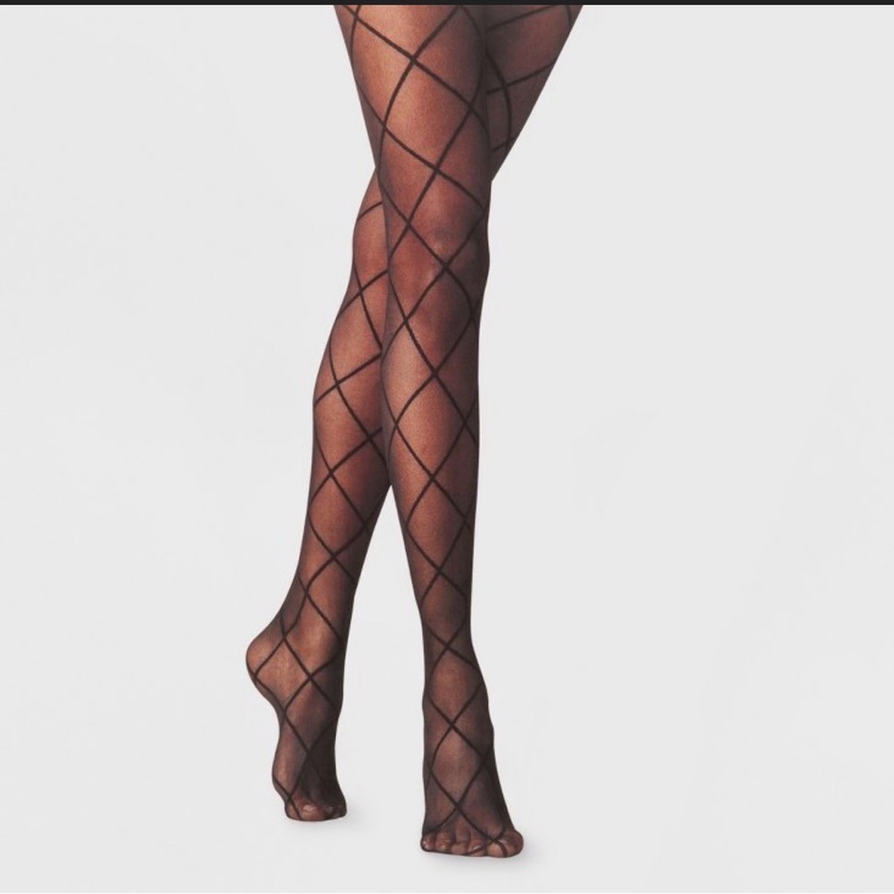 B💲6 💥🆕 a New Day Diamond Shift Sheer Black High Waisted Tights | L/XL | 6797